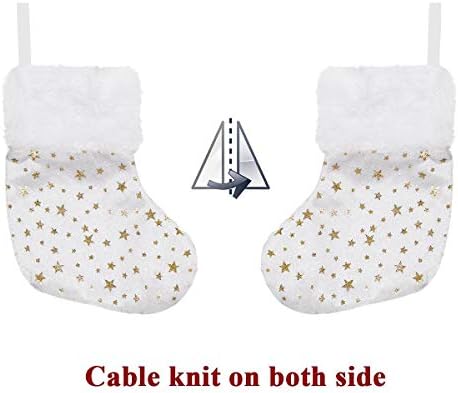 Limbridge Božićni mini čarape, 24 paketa 7 inča Glitter Golden Star Print s plišanim manžetom, klasičnim