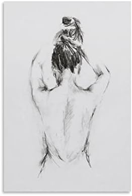Ženska linija crtanje platna apstraktna gola žena nakon kupanja minimalistički zid postera Art Pictur