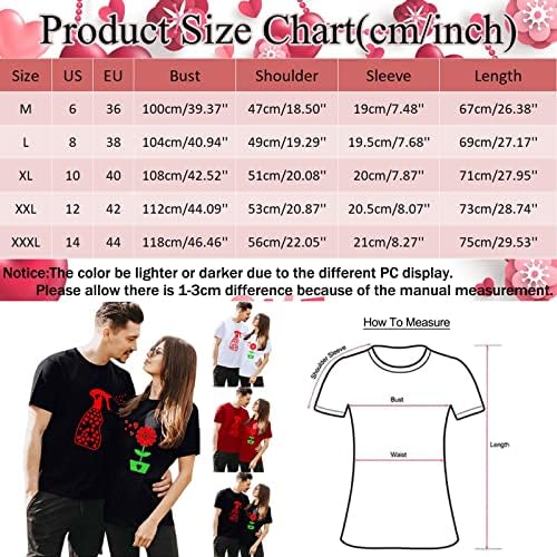 Valentines odgovarajuće majice za parove Ljubav Srce Print kratkih rukava Majice Muž i supruga Tee Majica Trendy