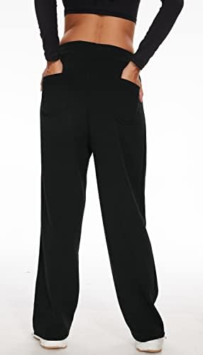 Ženske hlače sa širokim nogama sa džepovima Ležerne dukseve Elastični struk sa crtežom udobne salonske hlače