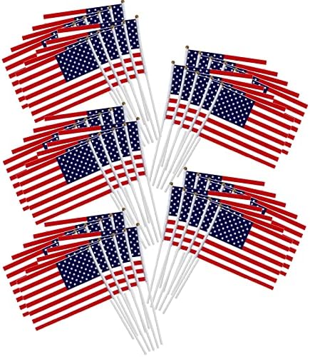 Hananona 50 kom patriotske američke zastave 8,3 x 5,5 ručne zvezde i pruge Stick zastave Dekoracije