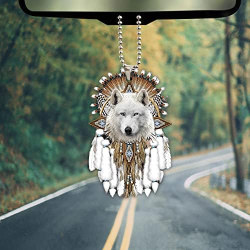 Talataca Indijanka američka autohtona američka Dreamcatcher White Wolf 2D ravni automobil Stražnji