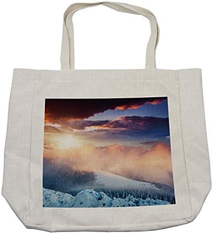 Ambesonne zimska torba za kupovinu, Snowy Photography zimski pejzaž Karpatska Regija Ukrajina Evropa, ekološka