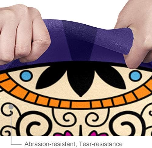 Siebzeh boja Meksička Lobanja Premium debela prostirka za jogu Eco Friendly Rubber Health & amp;
