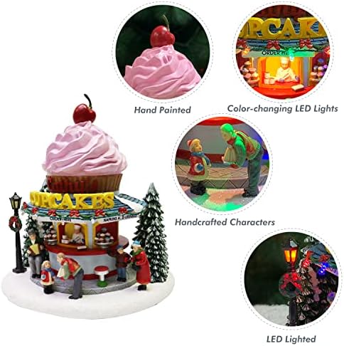 Moments In time christmas Village Building, Cupcake Shop sa LED svjetlima i Božićnom muzikom