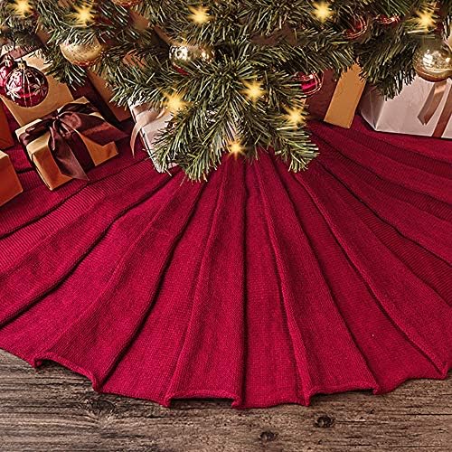 Limbridge božićna suknja, 48 inča pletena rustična naborana gusta teška prediva Knit Xmas Holiday Decoration,