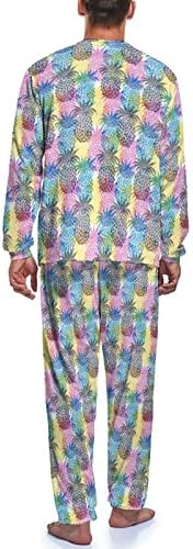 Havajski ananas Tropski muški set pidžama dugih rukava Sleepwear Loung Set Pjs za putovanja u spavaću