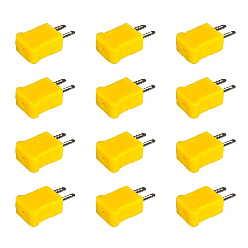 XNRTOP 12pcs Mini plastični 3-pinski k-tipa muški termoelement žičani konektor, žičani utikači konektora žuto