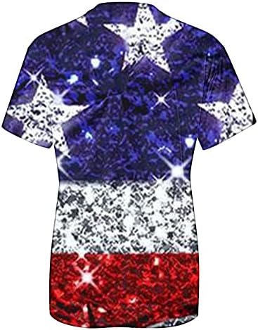 4. jula majice za žene ljetne kratke rukave o-izrez tunike na vrhu američke zastave Stripes