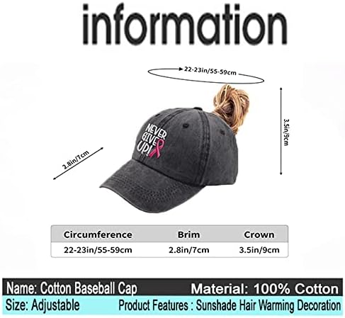 Hhnlb ženska ružičasta traka Logo šešir za svijest o raku dojke, vezena Podesiva bejzbol kapa