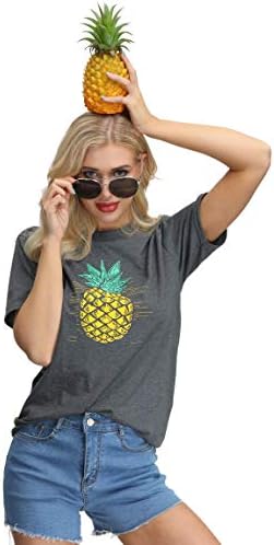 IRISGOD ženska ananas Shirt slatka grafika Tees ljetni odmor kratki rukav pamuk Aloha T Shirt