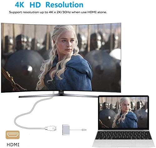 USB C do HDMI & VGA adapter, USB tip C do HDMI 4K + VGA adapter za pretvarač, kompatibilan sa MacBook Pro / Chromebook