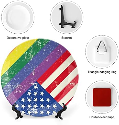 Mješoviti gej zastava sa američkom zastavom kosti Kina Dekorativna ploča okrugla keramičke ploče