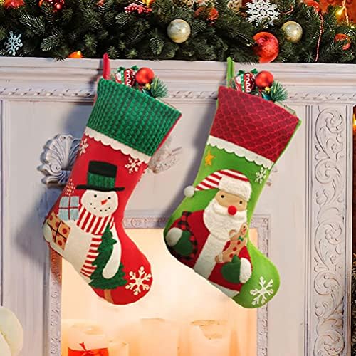 Valiclud 3pcs Božićne čarape Vezene bombone poklon torbe Božićni ukrasi ukrasi kamin Viseći čarape za božićni