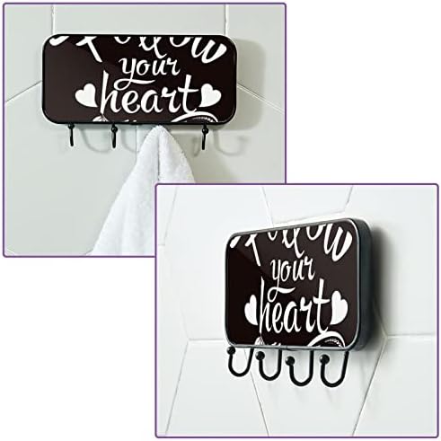 Držač ručnika Zidni nosač ručnika u kupaonici Decor Cathrobe Robe kaput Slijedite svoje srce Crno kupatilo