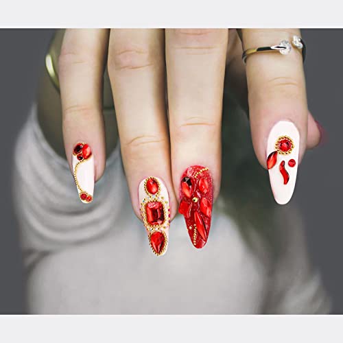 Rhinestones of nails Kit 4200pcs Multi Shapes Red ab Charms za nokte, flatback Glass Nails