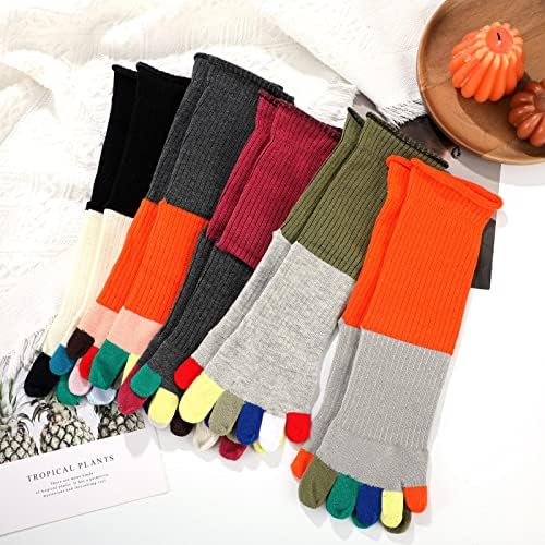 Benceilor 5 parova Ženske nožne čarape Pamuk Pet nožni čarape za prste zapečaće čarape za žene