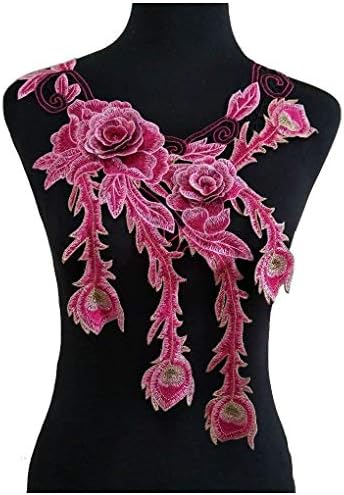 Rose vezena čipkasta ogrlica cvjetni smeđi list Applique flasteri za šivanje za scrvearing Wedding