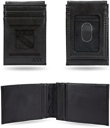 Rico Industries NHL New York Rangers Crni personalizirani prednji džepni novčanik personalizirani