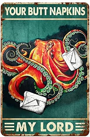 Gellyposter Metalni Limeni Znakovi Poster Zidni Dekor Vintage Hobotnica Vaša Stražnjica Salvete Moj Gospodar Gvozdena