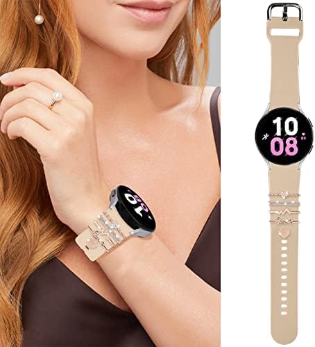 Kakurookie opseg za Samsung Galaxy Watch 5 & 4 sa čari, 20 mm Ženska silikonska traka sa metalnim