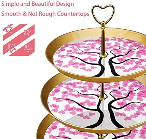 3 raketni cupcake postolje ružičaste srčane stablo desertne stolne ladice za zabave
