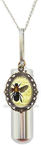 Rukovanje Deete Creming Cabochon Queen Bee kremacija urna ogrlica insekt Art Urn Bee Nakit Staklo Kremat