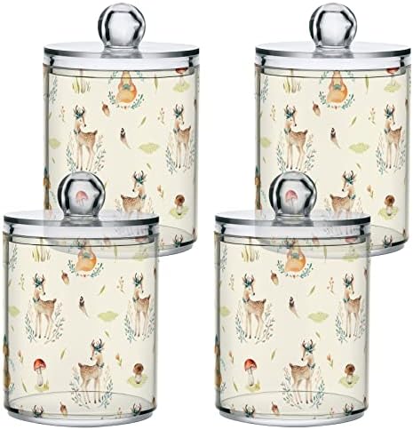 Yyzzh slatka dječja lisica jelena akvarel cvjetna gljiva 2 pakovanje qtip držač dispenzer za pamučnu