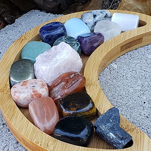 Mishelay dizajnira kristale čakre i ljekovitog kamenja sa bambusovim mjesecom ladicom - 16 iscjeljujućih