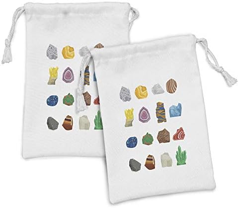 Lunabilna geode tkanina za torbica od 2, šarene mineralne kamenje uzorak sa pločama i kružnim oblicima geološkoj