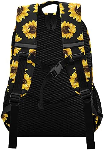 Alaza Sunflower cvjetni cvjetni cvjetni print crni ruksak torbica za žene Muškarci Personalizirana