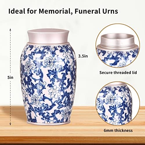 Urna za ljudski pepeo-Vintage cvijeće Aluminij urne za pepeo za odrasle, sahrane i spomen kremacija urne za