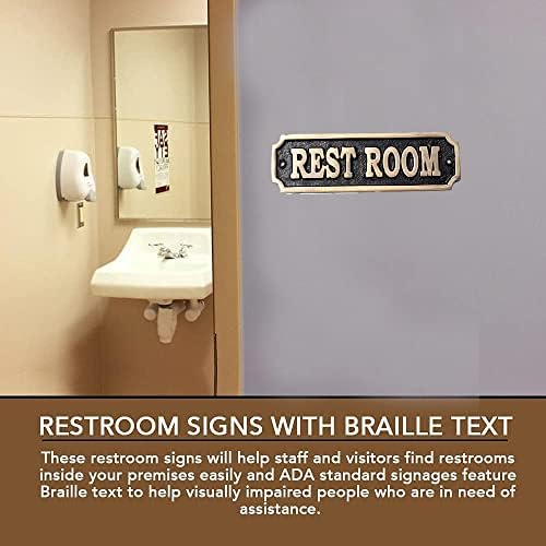 Mesing toaletni znak 6 -Solid mesingana zidna ploča -Ust Soba Početna Dekor-toalet znak za uredski