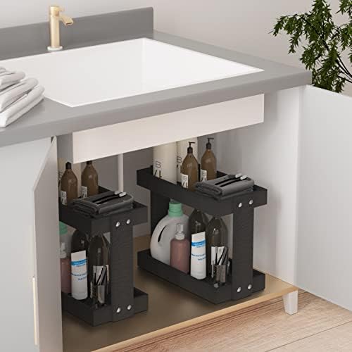 Seashpea kupaonice Organizovanje drva - 2 razine vanity nosača za kupaonicu, pod sudoperom Organizator za kupaonicu,