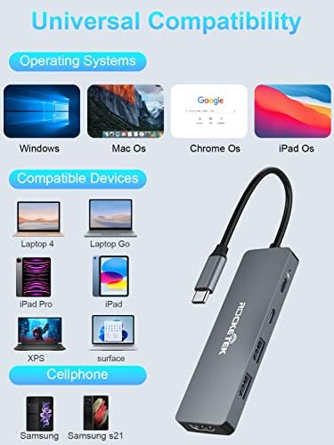 USB C HUB OPLUZ 5-IN-1 USB C do 4K @ 60Hz HDMI Multiprti adapter, 5Gbps 100W PD USB C Dock USB3.0 Dongle priključna