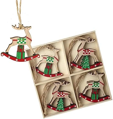 Sreća i sreća Drveni božićni rokinje Reinderi Viseći ukrasi drveća x 8