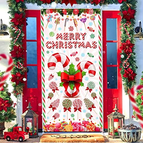Božićni poklopac bombona Peppermint Merry Božićni ukrasi na vratima Banner Candy Cane Themed