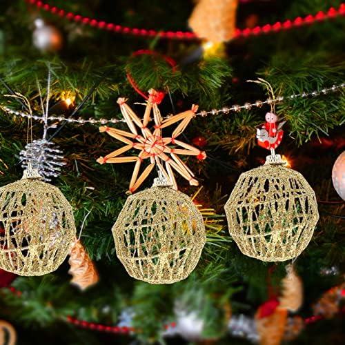 Toyvian Božićni dekor 6pcs Božićno drvce viseći ukras ukrasi ukrasni sjaji rattan rattan wicke kugli