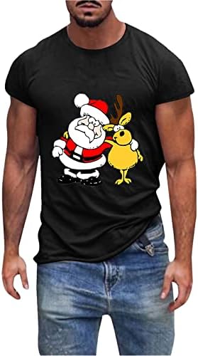 GDJGTA Mens modni sportovi za slobodno vrijeme Božić pamuk štampanje kratki rukav majica velika košulja