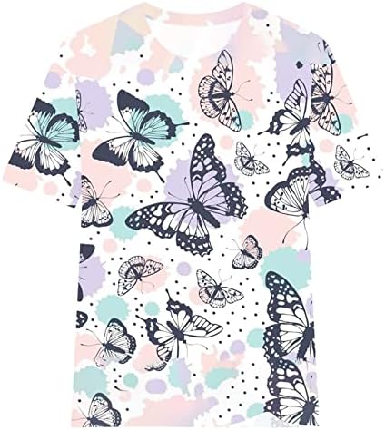 Pimoxv leptir vrhovi za žene kratki rukav Crewneck bluza Dressy casual havajska majica moda