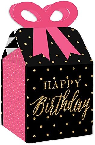 Velika tačka sreće Chic Sretan rođendan - ružičasta, crna i zlatna - kvadratna poklon kutija - rođendanske