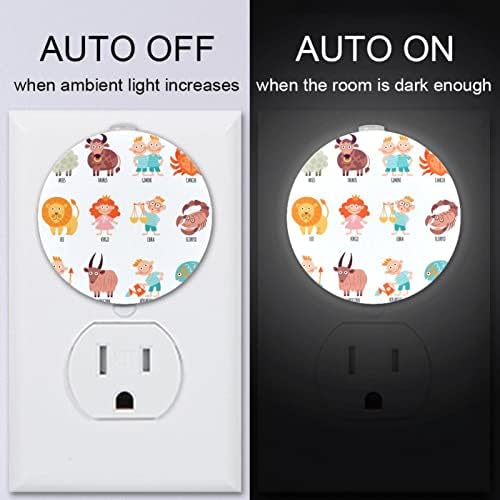 2 paketa Plug-in Nightlight LED Night Light crtani horoskopski znakovi sa senzorom sumrak-to-Dawn