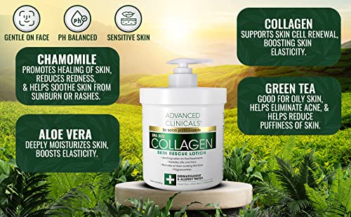 Advanced Clinicals Collagen losion Dry Skin Rescue Face & hidratantna krema za njegu kože za podizanje, učvršćivanje,