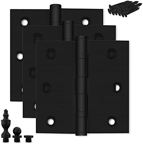 Finsbury hardver crni šarke na crnim vratima 3x3 inča Teška sa ukrasnim vrhovima vijaka - set od