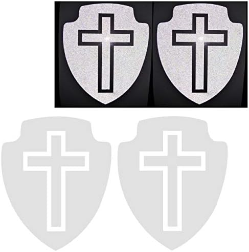 Cushystore Isus Bijeli reflektivni štit Cross Christian naljepnice za laptop Hardhat 3 X3.75, 2