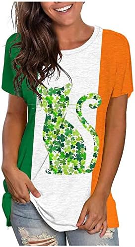 Loose Fit St Patricks Day bluze za žene Funny Shamrock pismo štampane majice Dressy Casual
