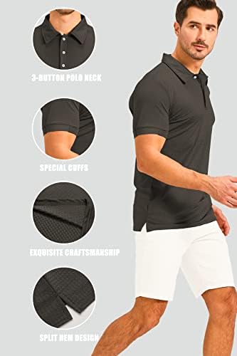 KAWATA muške Muscle Polo majice Dry Fit kratki rukav Stretch Slim Fit T Shirts Workout Golf Shirt