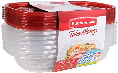 Rubbermaid uzeti zajedno kontejner za skladištenje hrane, 4-Cup pravougaonik, Set 12,, crven