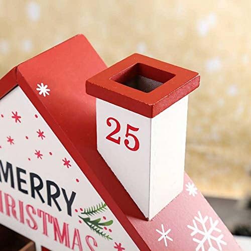 LALEO ručno izrađena drvena Santa kuća odbrojavanje do božićnog Adventskog kalendara s ladicom za božićne