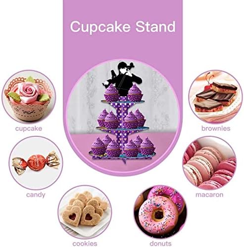 Dekoracija Za Srijedu Za Zabavu Cupcake Holder Desert Cupcake Tower Display, 3-Tier Wednesday Addams Cup Cake